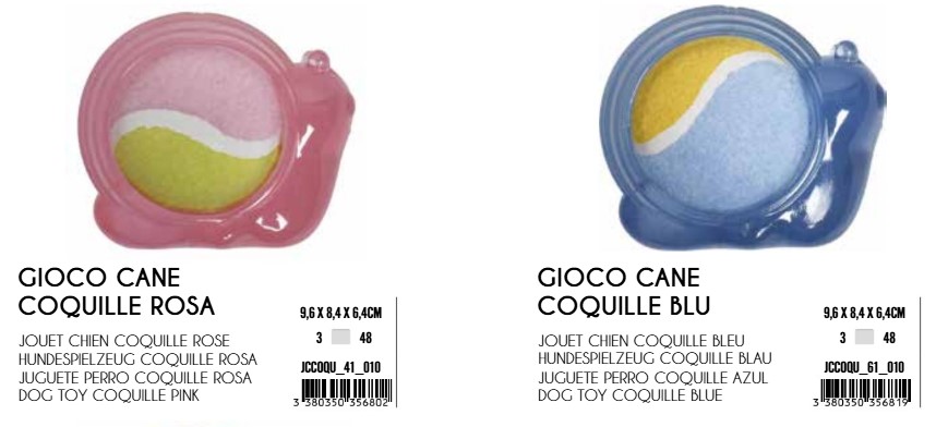 Igračka za Pse Puž s loptom 9,6cm rozi