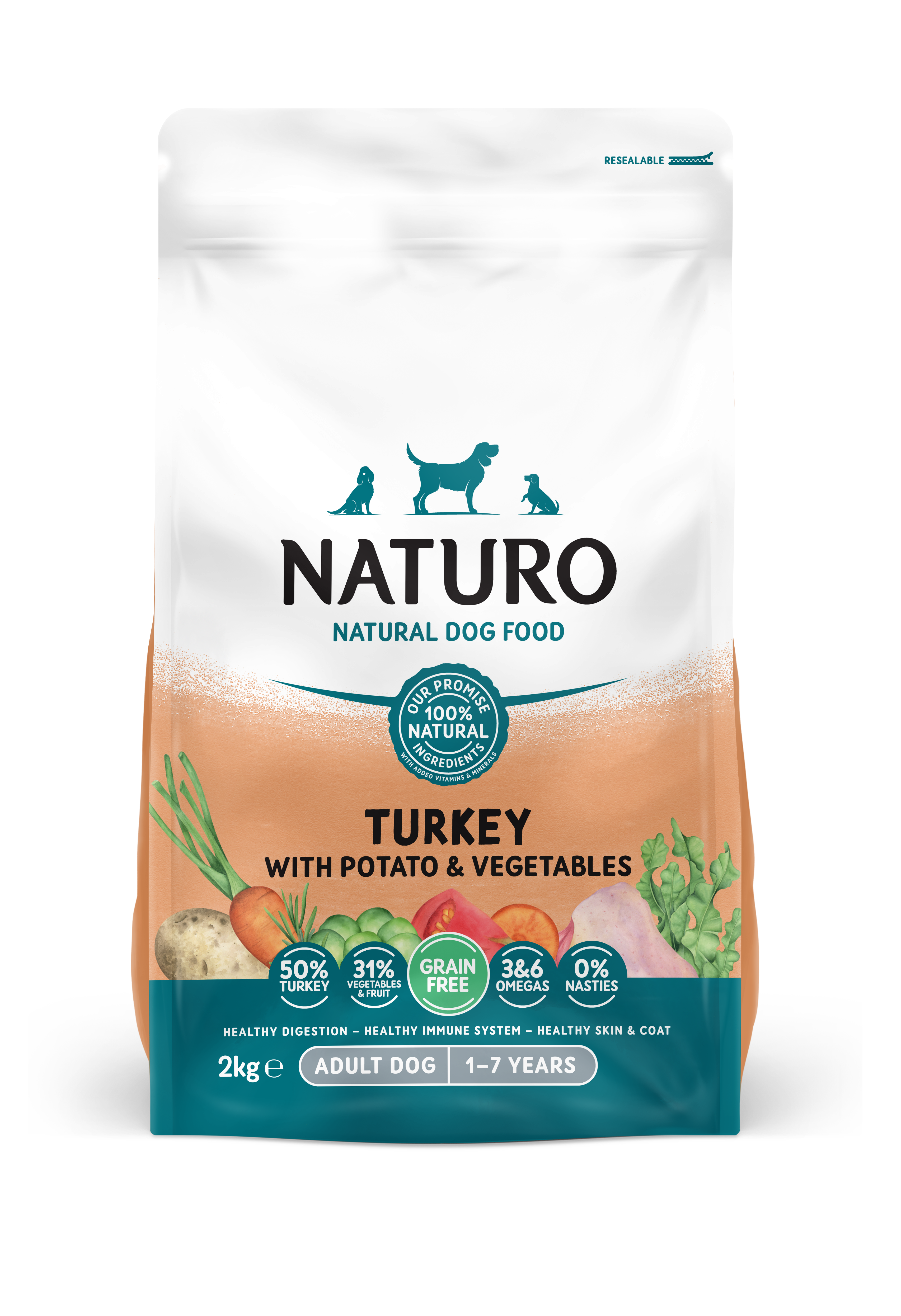 Naturo Dog Adult Dry 2kg pura/krumpir/povrće