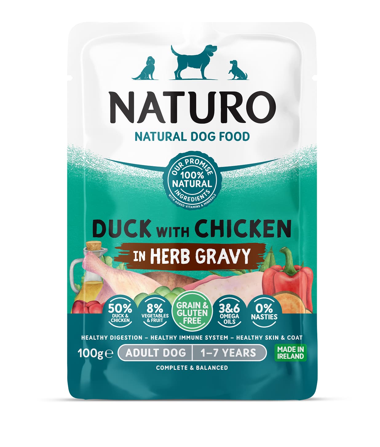 Naturo vreć.100g Grain&Gluten Free patka/pile 1/12
