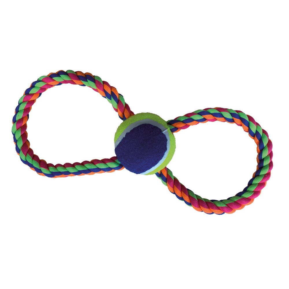 Igračka za Pse uže 28cm 8-oblik+lopta tenis