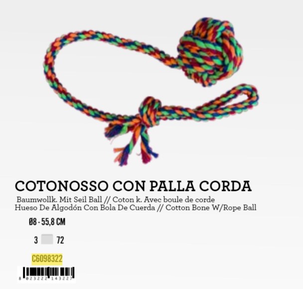 Igračka za Pse uže 56cm 110g+lopta uže