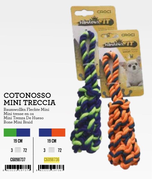 Igračka za Pse uže 19cm Mini plavo-naranč.zvono