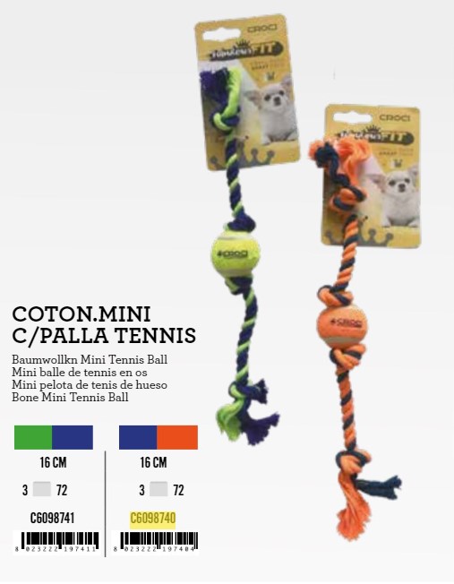 Igračka za Pse uže 16cm Mini plavo-narančasta+tenis loptica