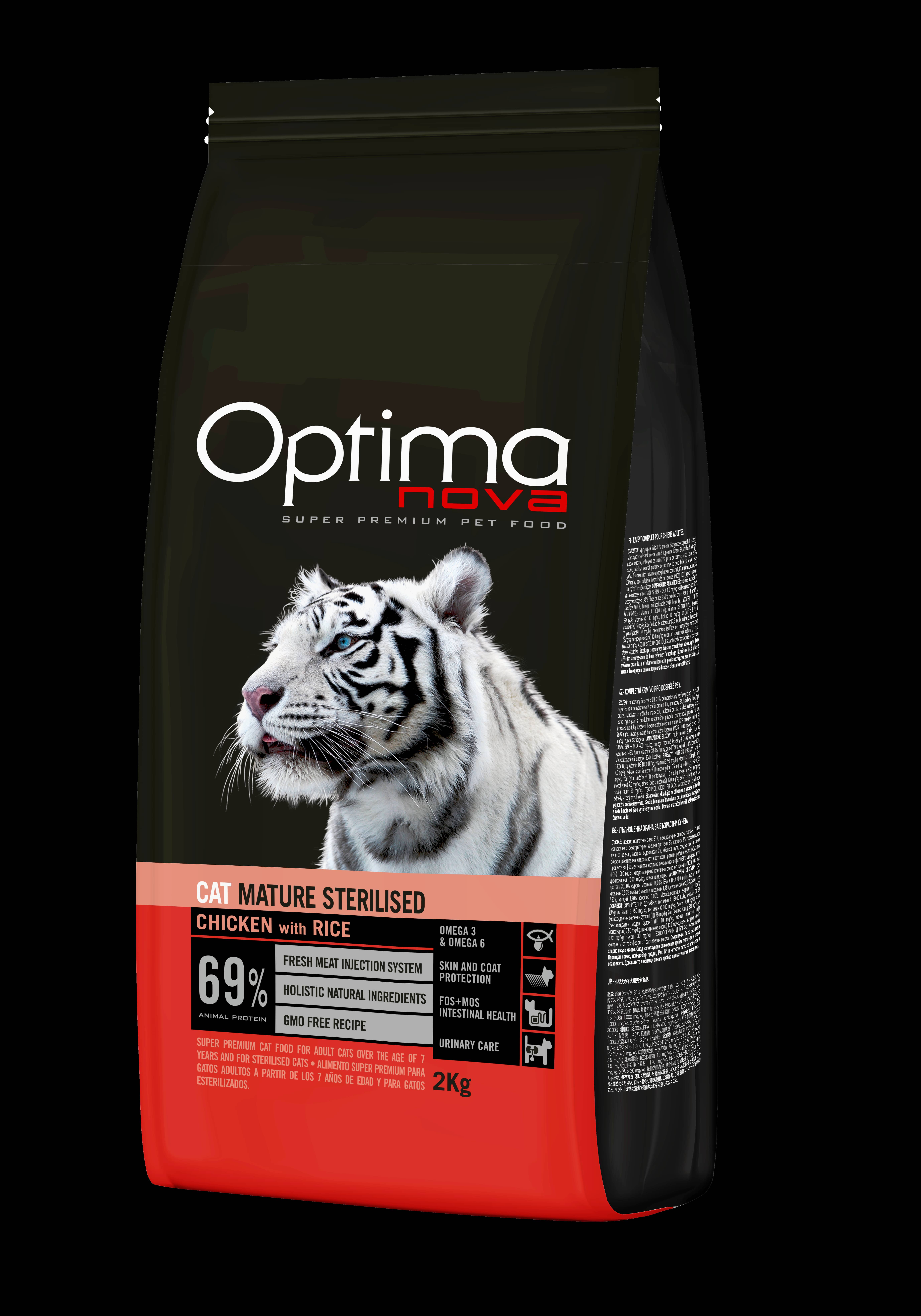 Optimanova cat adult Mature Sterilised Pile/riža 2kg LG
